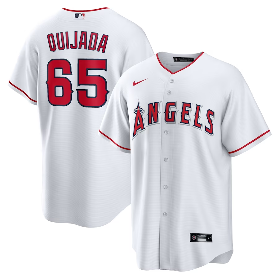 Men's Los Angeles Angels Jos�� Quijada #65 White Home Jersey